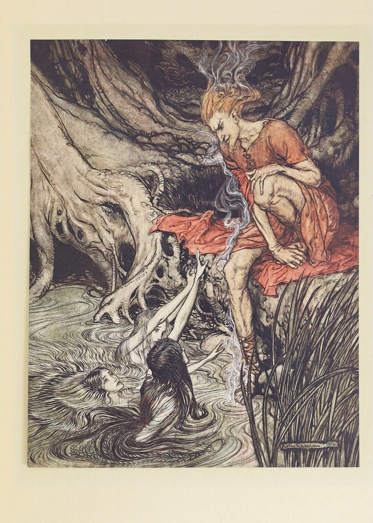 Wagner, Richard - The Ring of the Niblung ..., 2 vols., comprising The Rhinegold and the Valkyrie, and Siegfried and the Twilight of the Gods. pictorial titles, 64 coloured plates (mounted with captioned guards)